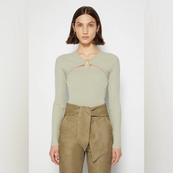 Jonathan Simkhai Tops - Jonathan Simkhai Medium Angelina Cut Out Stretch Rib Knit Top Marsh Green